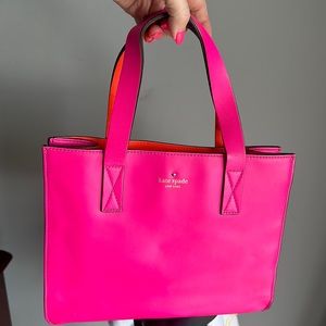 kate spade leather bright pink handbag tote
